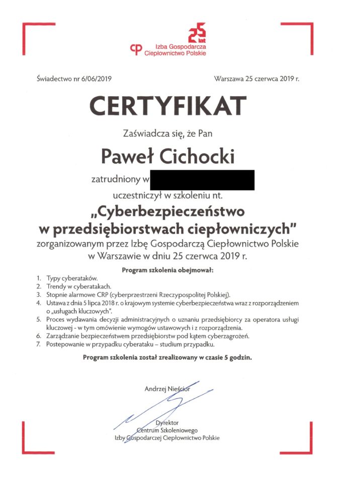 Certyfikat - IGCP Cyber