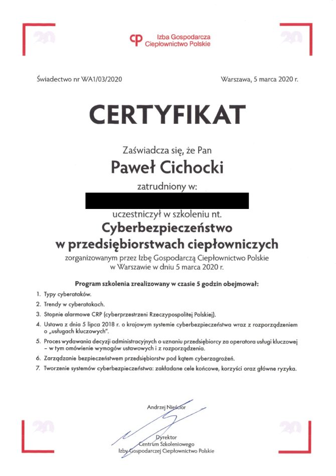 Certyfikat - ICGP Cyber